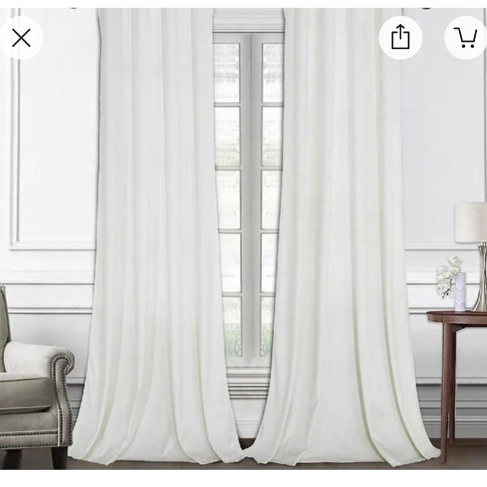 New/unused- The sale is for 3 PAIRS white velvet grommet curtain panels
